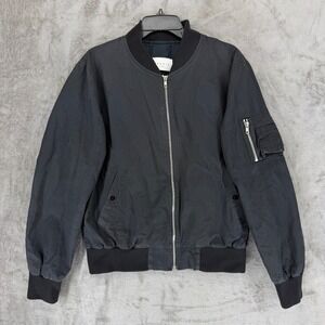 Sandro Paris Mens Black Cotton Blend Full Zip Bomber Jacket V5579S XL